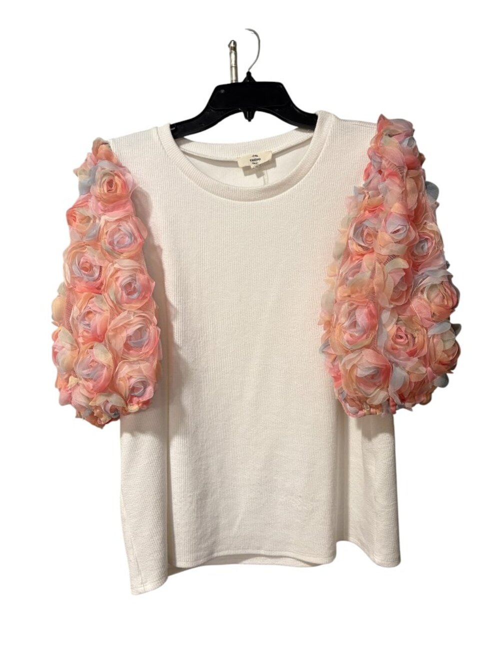 Entro 3D Floral Puff Sleeve Blouse - Picture 6 of 10